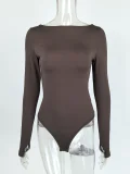 EVE Long Sleeve Tight Solid Bodysuit GZJF-12029