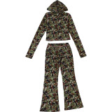 EVE Camouflage Print Long Sleeve Hooded Pants Suit XEF-K25S89591