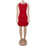 EVE Sleeveless Hot Drill Mini Dress BY-7593