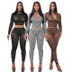 EVE Long Sleeve Zipper Tight Two Piece Pants Set SFY-831