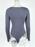 EVE Long Sleeve Tight Solid Bodysuit GZJF-12029