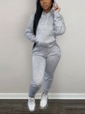 EVE Solid Color Long Sleeve Hooded Two Piece Pants Set LSD-035