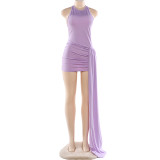 EVE Sleeveless Solid Color Backless Mini Dress DLSF-K25D88864