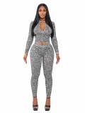 EVE Long Sleeve Zipper Tight Two Piece Pants Set SFY-831