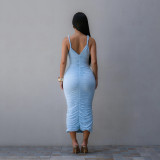 EVE Solid Color Sleeveless Sling Maxi Dress CYA-902006