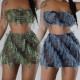 EVE Plus Size Wrap Chest Top Two Piece Skirts Set GHXF-HX0401