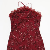 EVE Sleeveless Sequin Irregular Maxi Dress CYA-902186