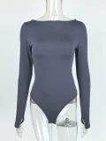 EVE Long Sleeve Tight Solid Bodysuit GZJF-12029