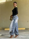 EVE Plus Size Fashion Irregular Washed Loose Jeans GYLN-4901