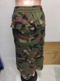 EVE Plus Size Camouflage Print Zipper Long Skirt GHXF-HX0297