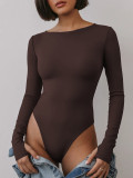 EVE Long Sleeve Tight Solid Bodysuit GZJF-12029
