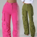 EVE Plus Size Solid Color Multicolor Pockets Pants GHXF-HX0359