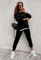 EVE Solid Color Long SleeveTwo Piece Pants Set BS-YZ1423