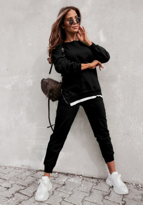 EVE Solid Color Long SleeveTwo Piece Pants Set BS-YZ1423