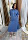 EVE Plus Size Zipper Long Sleeve Washed Denim Long Dress GYLN-1301