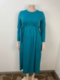 EVE Plus Size Solid Color Tie Up Maxi Dress GAWE-6284