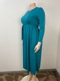 EVE Plus Size Solid Color Tie Up Maxi Dress GAWE-6284
