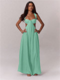 EVE Solid Color Halterneck Tie Up Loose Jumpsuit GQLK-KG1173