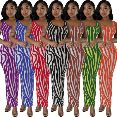 EVE Zebra-Print Sleeveless Maxi Dress QHMD-3146