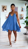 EVE Solid Color Backless Sling Midi Dress GQLK-KG358