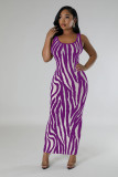 EVE Zebra-Print Sleeveless Maxi Dress QYMF-3146