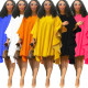 EVE Plus Size Solid Color Loose Bat Sleeve Mini Dress QYMF-D3022