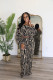 EVE Slash Shoulder Print Two Piece Pants Set OLYF-6160