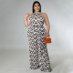 EVE Plus Size Print Sleeevless Maxi Dress(With Belt) NNWF-3216