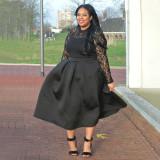 EVE Plus Size Lace Patchwork Long Sleeve Long Dress NNWF-P3040