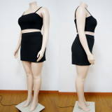EVE Plus Size Solid Color Sling Vest Culottes Suit NNWF-7199