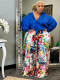 EVE Plus Size Print Long Sleeve Shirt+Wide Leg Pants 2 Piece Set NNWF-7651
