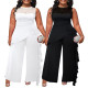 EVE Plus Size Lace Patchwork Loose Jumpsuit NNWF-3047