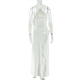 EVE Sexy Backless Solid Color Split Maxi Dress GJYO-303825