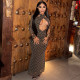 EVE Hollow Out Stripe Print Long Sleeve Maxi Dress GJYO-303887