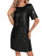 EVE Short Sleeve Sequin Midi Dress GOSD-10245