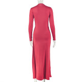 EVE Long Sleeve Ruched Tight Maxi Dress GJYO-303829