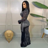 EVE Hot Drill Long Sleeve Two Piece Skirts Set SH-390227