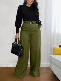 EVE Loose Solid Color Straight Suit Pants SH-391409