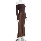 EVE One Shoulder Long Sleeve Slim Maxi Dress GSZM-J25DS361