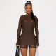 EVE Mesh Patchwork Long Sleeve Romper+Sling Dress 2 Piece Set GSZM-C25ST267