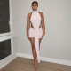 EVE Sleeveless Patchwork Backless Tie Up Mini Dress GSZM-C25DS444