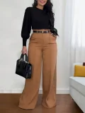 EVE Loose Solid Color Straight Suit Pants SH-391409