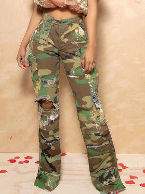 EVE Camouflage Print Straight Pants SH-391408