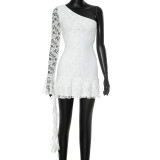 EVE Single Shoulder Long Sleeve Ruffles Mini Dress GSZM-G24DS224