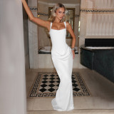 EVE Solid Color Sling Square Neck Maxi Dress GSZM-D25DS511