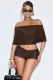 EVE Off Shoulder Tops Tight Three Piece Short Set GSBD-D25ST194
