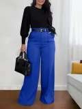 EVE Loose Solid Color Straight Suit Pants SH-391409