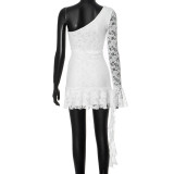 EVE Single Shoulder Long Sleeve Ruffles Mini Dress GSZM-G24DS224