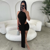 EVE Sleeveless Patchwork Backless Tie Up Mini Dress GSZM-C25DS444