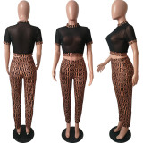 EVE Mesh Print Short Sleeve Two Piece Pants Set HMS-5155